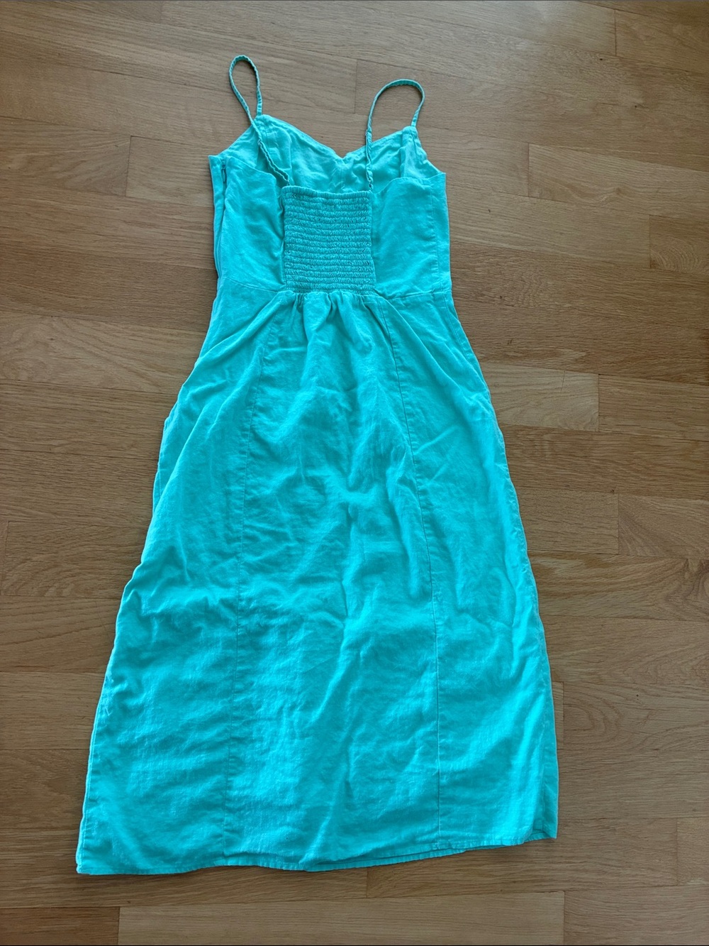 J. Crew Turquoise Midi Sundress with Smocked Bodice